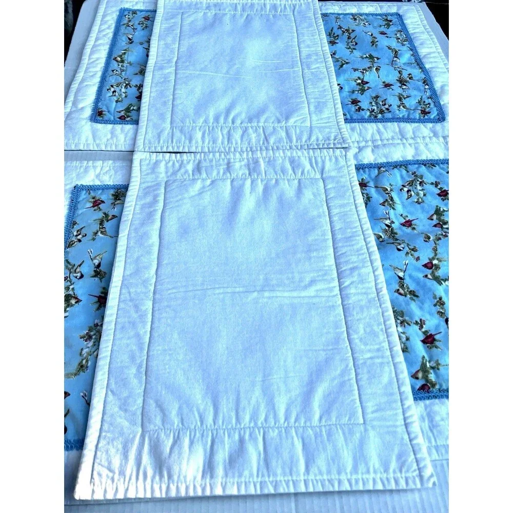 Vinatge Handmade Quilted Bird Placemats Set of 6 Cardinals Cottage Farmhouse